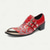 cheap Elemental Dress Shoes-Men's Red and Gold Leather Dress Shoes with Gold Tip Double Buckle Detail–Stylish, Premium, Ideal for Formal Events, Parties  and Special Occasions