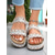 cheap Vacation Sandals-Women&#039;s Boho Blue Woven Slide Sandals – Ethnic Platform Slippers for Beach Holidays &amp; Casual Summer Outfits