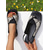 economico Sandali Piani-sandali da donna con cinturino posteriore aperto in arancione e nero - scarpe comode, comode e comode per appuntamenti estivi quotidiani e uscite del fine settimana