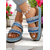 cheap Vacation Sandals-Women&#039;s Boho Blue Woven Slide Sandals – Ethnic Platform Slippers for Beach Holidays &amp; Casual Summer Outfits
