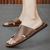 economico Infradito da Vacanza-sandali da uomo in similpelle marrone con punta aperta – comode scarpe estive slip-on per la spiaggia, la piscina o il relax casual