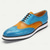 ieftine Pantofi Clasici Eleganți-Pantofi brogue bărbătești premium din piele albastră și maro deschis, cu design tip aripă, pentru evenimente formale și nunți