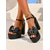 abordables Sandales de Robe-Sandales à talons épais et plateformes noires vernies pour femmes - Chaussures à bride à la cheville et bout ouvert avec nœud décoratif pour adultes, rendez-vous quotidien &amp;sortie décontractée