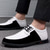 economico Scarpe Casual con Lacci-Sneakers da uomo in similpelle nere e bianche dal design sportivo: calzature comode e alla moda per giornate casual, viaggi e gite del fine settimana