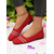 ieftine Pantofi Joși de Damă-Balerini roșii respirabili din flyknit cu design în dungi pentru femei – pantofi casual ușori pentru purtare zilnică, călătorii sau plimbări în grădină