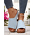 cheap Slide Sandals-Women's Light Blue Wedge Sandals – Open-Toe Slip-On Sandals with Soft Sole for Garden Walks and Summer Casuals