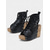cheap Vacation Sandals-Women&#039;s Black Floral Cutout Lace-Up Wedge Sandals – Boho Festival Platform Shoes for Outdoor Events