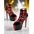 cheap 1980s-Women&#039;s Red and Black Patent Leather Platform Heels – Glossy Strappy Sandals with 1980s Punk Style for Nightlife and Clubwear