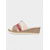 billige Ferietøfler-Røde og beige kile-sandaler til dame – komfortable slip-on-sko med åpen tå og dekorative stropper for sommerutflukter, strand og fritidsklær