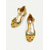 abordables Barroco &amp; Declaración-Tacones de bloque bordados barrocos de mujer estilo real dorado inspirado en el Gatsby de los años 1920 con adornos de piedras preciosas para ocasiones formales escénicas y de vestuario