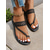 cheap Flat Sandals-Women's Black Braided Flat Sandals with Adjustable Strap, Comfortable and Stylish for Casual Summer Wear, Beach and Outdoor Activities