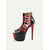 cheap 1980s-Women&#039;s Red and Black Patent Leather Platform Heels – Glossy Strappy Sandals with 1980s Punk Style for Nightlife and Clubwear