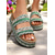 cheap Vacation Sandals-Women&#039;s Boho Blue Woven Slide Sandals – Ethnic Platform Slippers for Beach Holidays &amp; Casual Summer Outfits