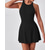 cheap Women's Tennis Dress-Women's Solid Colored Tennis Dress with Built in Shorts and Bra Sports Dress Sleeveless Ruched Breathable Tennis Pickleball Round Dress Khaki Black Dark Navy Tennis Clothing