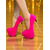 cheap Nightlife Party-Women&#039;s Red Suede Platform Heels with Metallic Stiletto and Waterproof Platform for Nightlife Parties