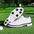 economico Scarpe da Golf da Uomo-scarpe da golf classiche da uomo in bianco e nero con tomaia in similpelle - design versatile per il golf e l'abbigliamento casual