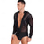 cheap Tops &amp; Sets-Mens Sheer Mesh Bodysuit Tango Latin Dance Leotard Deep V-neck Figure Skating Dance Costume