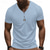 cheap Casual Henley Tee-Men&#039;s T Shirt Henley Shirt Tee Short Sleeve Shirt Short Sleeve V Neck Summer Plain Fashion Designer Basic Jacquard Vacation Street Going out Black White Khaki Top Tee for Men