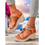 cheap Wedge Sandals-Women's Beaded Strap Wedge Sandals – Boho Summer Shoes with Gem Accents for Resort Wear and Seaside Vacations