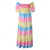 ieftine Curcubeu Totul-Rochie maxi curcubeu cu umerii goi, rochie lungă boho colorată cu mâneci bufante pentru parada Pride, festival &amp;petrecere de vară