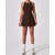 cheap Women's Tennis Dress-Women's Solid Colored Tennis Dress with Built in Shorts and Bra Sports Dress Sleeveless Ruched Breathable Tennis Pickleball Round Dress Khaki Black Dark Navy Tennis Clothing