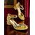 abordables Barroco &amp; Declaración-Tacones de bloque bordados barrocos de mujer estilo real dorado inspirado en el Gatsby de los años 1920 con adornos de piedras preciosas para ocasiones formales escénicas y de vestuario