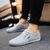 cheap Casual Lace-Up Shoes-Men's Blue Denim Slip-on Sneakers with Textured Upper - Casual, Comfortable, Ideal for Daily Wear, Travel and Relaxed Settings