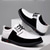 economico Scarpe Casual con Lacci-Sneakers da uomo in similpelle nere e bianche dal design sportivo: calzature comode e alla moda per giornate casual, viaggi e gite del fine settimana