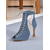 economico Scarpe per balli latini-Scarpe da ballo da donna con punta aperta, lacci blu, pannelli in rete e tacco, calzature professionali per balli latini per spettacoli e competizioni