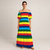 ieftine Curcubeu Totul-Rochie maxi curcubeu cu umerii goi, rochie lungă boho colorată cu mâneci bufante pentru parada Pride, festival &amp;petrecere de vară