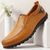 abordables Chaussures Décontractées Slip-On-Mocassins marron décontractés pour hommes avec tige en similicuir souple, détails cousus à la main et semelle en caoutchouc durable - parfaits pour un usage quotidien et les activités de plein air
