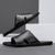 economico Infradito da Vacanza-sandali da uomo in similpelle marrone con punta aperta – comode scarpe estive slip-on per la spiaggia, la piscina o il relax casual