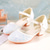 cheap Kids&#039; Princess Shoes-Girls&#039; Sparkly Glitter Dress Shoes – White Mary Jane Heels with Moon Charm Strap for Weddings, Parties, and Formal Events