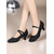 cheap Latin Shoes-Women&#039;s Black Polka Dot Dance Shoes with Low Heel and Ankle Strap - Professional Ballroom Practice Shoes for Latin and Swing Dancers