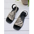 cheap Casual Sandals-Women&#039;s Blue Abstract Denim Print Peep-Toe Sandals – Artistic Slingback Sandals for Summer Vacations, Resort &amp; Casual Outfits