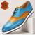 ieftine Pantofi Clasici Eleganți-Pantofi brogue bărbătești premium din piele albastră și maro deschis, cu design tip aripă, pentru evenimente formale și nunți