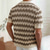 cheap Vacation-Men&#039;s Button Up Polos Golf Shirt Casual Sports Lapel Short Sleeve Fashion Basic Lines / Waves Buttons Summer Yellow Blue Brown Button Up Polos