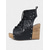 cheap Vacation Sandals-Women&#039;s Black Floral Cutout Lace-Up Wedge Sandals – Boho Festival Platform Shoes for Outdoor Events