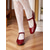 cheap 1950s-Women&#039;s 1950s Red Patent Leather Mary Jane Flats – Classic Retro Ballet Style with Bow Strap, Perfect for Vintage Fashion &amp; Everyday Wear