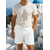 billiga Semester-Herr Shorts Linne Shorts Sommarshorts Beach Shorts Ficka Snörning Elastisk midja Slät Komfort Andningsfunktion Kort Semester Helgdag Strand Hawaiisk Boho Svart Vit