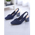 baratos sapatos slingback-Sapatos femininos verdes tipo slingback com detalhe de laço – saltos baixos e respiráveis em malha flyknit para uso diário na primavera, no escritório e em looks casuais chiques