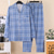 cheap Men&#039;s Pajamas-Men&#039;s Sleepwear Pajama Set Pajama Top and Pant 1 set Plaid Fashion Stylish Classic Home Daily Bed Polyester Comfort Soft Lapel Long Sleeve Cardigan Pant Elastic Waist Spring Fall Blue Dark Gray