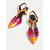 cheap 1950s-Women&#039;s Orange and Fuchsia Metallic T-Strap Heels – Colorblock Pointed Toe Retro Kitten Pumps for Dance Party, Nightclub, and 1950s Vintage Events