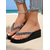 cheap Vacation Sandals-Women&#039;s Stylish Platform Sandals with Crystal Straps – Elegant Slip-On Wedge Sandals for Summer Parties and Beach Outings