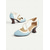 abordables años 1930-Zapatos de tacón con tiras cruzadas en azul claro de los años 20 para mujer: zapatos de tacón retro de piel sintética con tacón acampanado para la oficina, fiestas y looks inspirados.