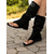 baratos Botas da moda-Botas gladiadoras femininas de camurça marrom com biqueira de argola – sola plana, fivela ajustável, estilo boho para viagens de verão