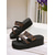 cheap Casual Sandals-Women&#039;s Wedge Sandals - Stylish Red Checkered Design, Comfortable Heel for Casual and Fashion-Forward Summer Look