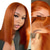 cheap Human Hair Lace Front Wigs-Ginger# Front Lace Short BOBO Wig  Orange 13*4 Lace Straight Hair 150% Density