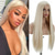 cheap Synthetic Trendy Wigs-Natural Looking Long Ombre Blonde with Brown Roots Glueless Wig For Womens Ladies Straight Silky Synthetic Heat Resistant Hair Wig 28 Inch