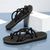 abordables Sandalias de Vacaciones-Sandalias con tiras en blanco y negro para hombre, ligeras y elegantes con ajuste flexible, perfectas para uso diario, aventuras casuales al aire libre y uso en vacaciones.